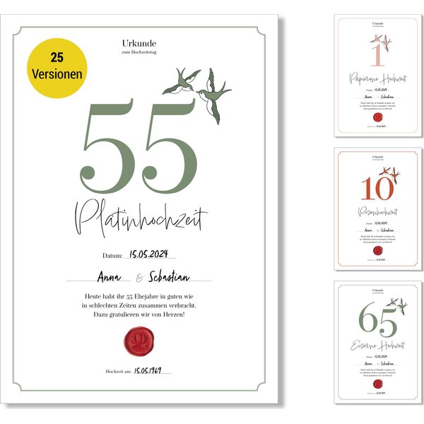 Frank Paperman® | 55° Anniversario Di Matrimonio | Anniversario Di Matrimonio | Anniversario Di Matrimonio Di Platino | Di Anniversario Di Matrimonio | Classico | Prestampato In Formato Din A4-image