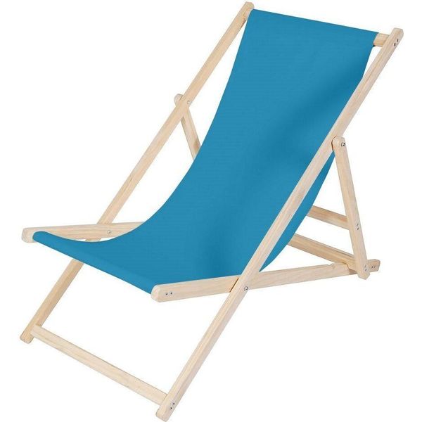 Sedia Da Spiaggia Sdraio Sedia A Sdraio Sdraio Da Giardino Pieghevole Lettino Da Sole Legno Blu-image
