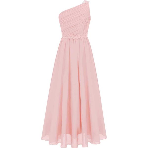 Abito Elegante Da Principessa Monospalla - Abito Lungo Festivo Per Bambina Taglia 164 Cm Abito Da Sposa Battesimo Festa Di Compleanno-image