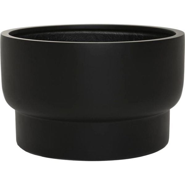 Vivanno Vaso Da Fiori In Vetroresina Livello Rotondo, Nero Opaco - 54X54X33 Cm-image
