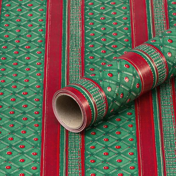 Carta Da Regalo Per Natale, Tradizionale, Rossa E Verde, 0,70 X 10 M-image