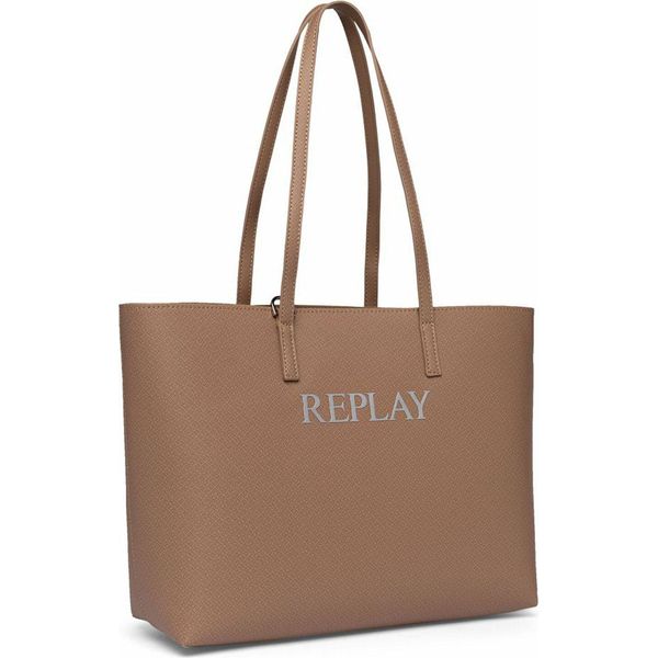 Replay Borsa A Tracolla Borsa Shopper Shopper Dirty Pale Beige + Black Marrone Chiaro-image