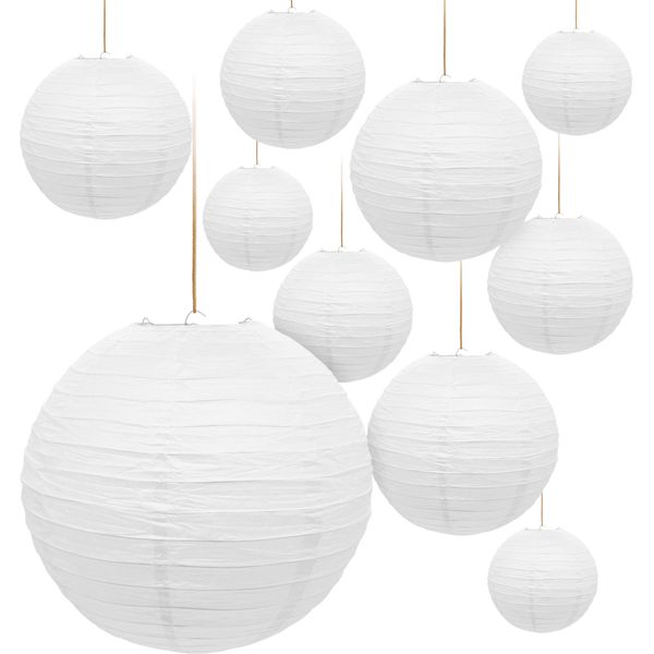 Lanterna Di Carta Bianca - Ø 25 Cm Circa / Set Di 2 - Lanterna Paralume (1 Sacchetto)-image