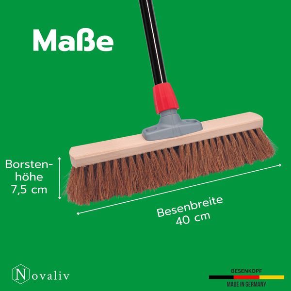 Novaliv Scopa In Cocco 40 Cm Con Manico Setole In Cocco Incl. Set Di Scopa Zincato Con Labbro In Gomma Composto Da Paletta E Spazzola A Mano Scopa In Setole Naturali Ideale Come Scopa Da Officina Scopa Industriale Con Manico-image