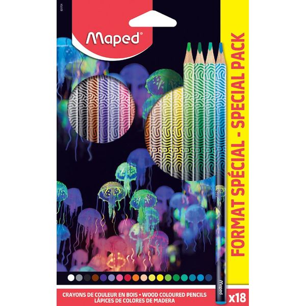 Maped 831704 Matite Colorate Triangolari Maped Deepsea Paradise, Confezione Da 18 Pezzi-image