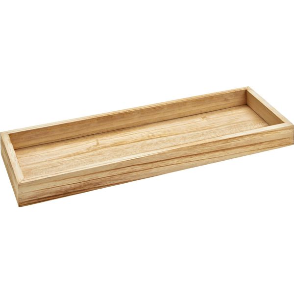 1.08 Vassoio In Legno Con Bordo Alto - Circa 40 X 14 X 4 Cm - Decorazione In Colore Naturale-image