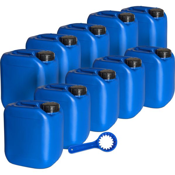 Plasteo® 10 Taniche Da 5 Litri Con Chiave Per Taniche Duo Taniche Per Acqua Taniche Da Campeggio Taniche Per Alimenti Gastronomia Campeggio Commerciale Interno Esterno-image