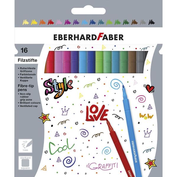 Eberhard Faber 551517 Penne Con Punta In Fibra Eberhard Faber, Confezione Da 16 Pezzi-image