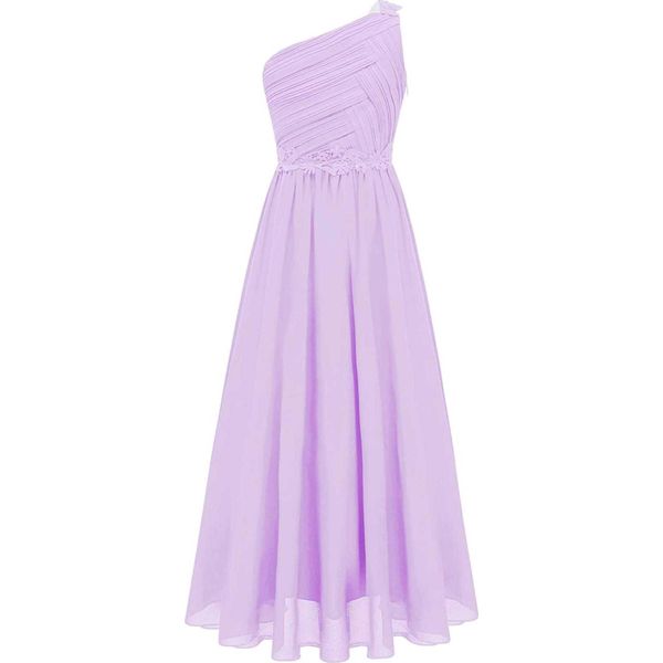 Abito Elegante Da Principessa Monospalla - Abito Lungo Festivo Per Bambina Taglia 164 Cm Abito Da Sposa Battesimo Festa Di Compleanno-image