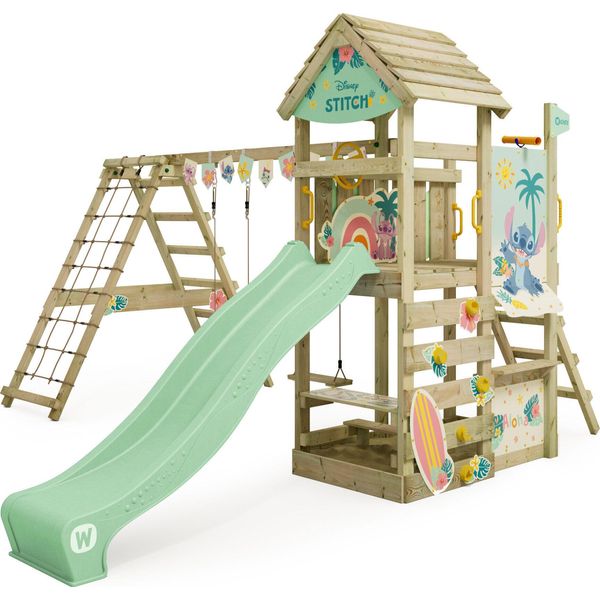 Wickey Disney Stitch Story Torre Gioco Con Altalena E Scivolo, Torre Di Arrampicata Con Sabbiera, Accessori Per L'arrampicata E Accessori Da Gioco-image