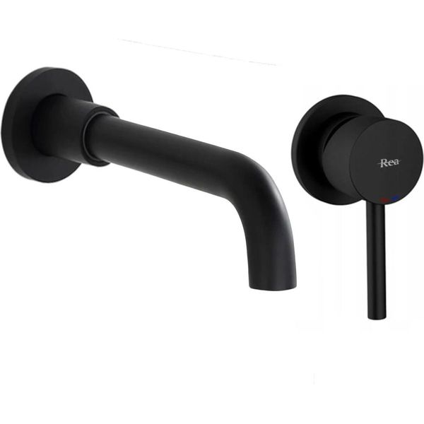 Rubinetto Da Incasso Rea Lungo Long Black Mat + Box-image