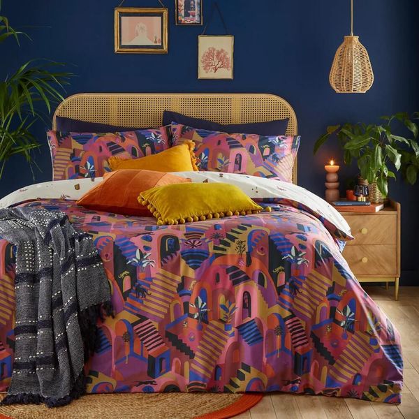 Furn - Abstract - Set Di Biancheria Da Letto "Eivissa"" RV3245 (Letto Singolo) (Magenta)"-image