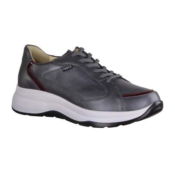 Finn Comfort Piccadilly Sneaker Da Donna, Antracite, Pelle, Plantare Estraibile, Nuovo - Scarpe Da Donna, Scarpe Comode Stringate, Grigio, Pelle (Ancona/Naplack)-image