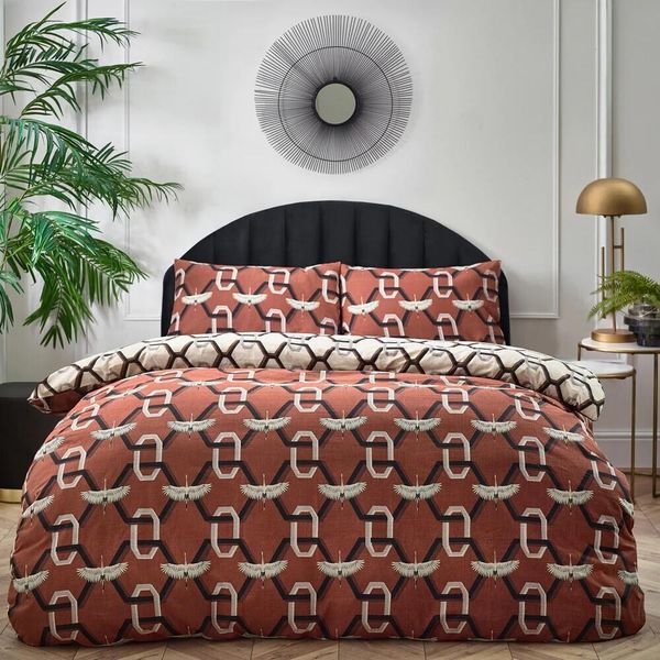 Furn - Design Geometrico - Set Di Biancheria Da Letto "Avalon"" RV3235 (King Size) (Brick)"-image