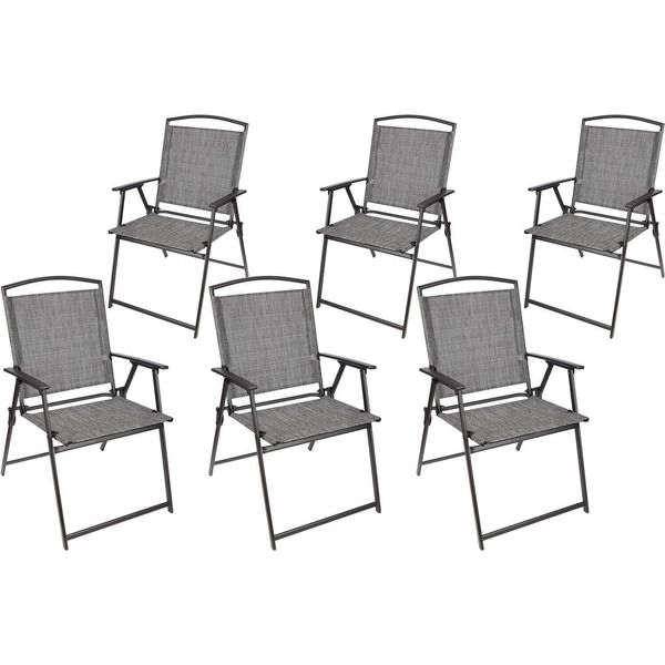 Brubaker Sedia Da Giardino Bergamo - Sedia Da Campeggio Resistente Alle Intemperie - Sedia Da Balcone Pieghevole - Sedia Pieghevole Per Campeggio Giardino Balcone, 6 Sedie, Grigio-image