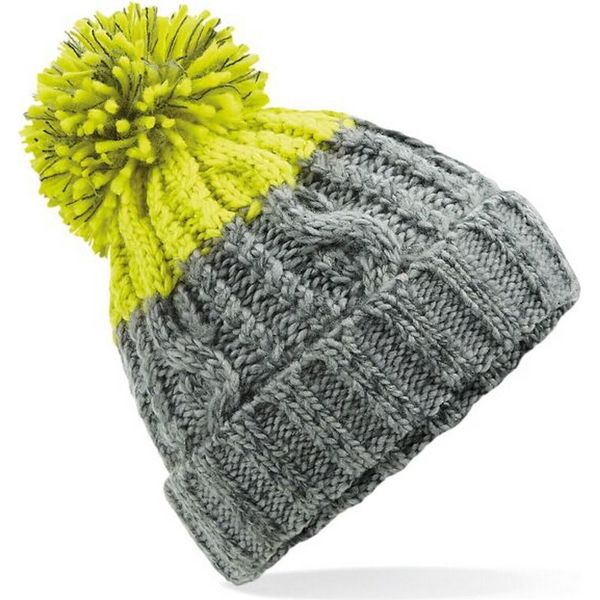 Beechfield - Uomo/Donna Unisex Beanie Apres BC4708 (Taglia Unica) (Grigio Chiaro/Giallo Limone)-image