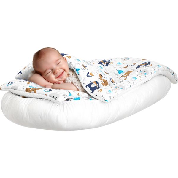 Set Nido Per Bambini - Bozzolo Con Materasso, Cuscino E Coperta, In Cotone, Ipoallergenico, Posto Letto Sicuro-image