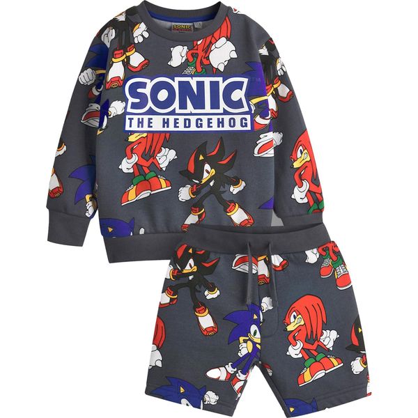 Sonic The Hedgehog - Set Di Felpa E Pantaloncini Da Bambino NS8480 (134) (Grigio)-image