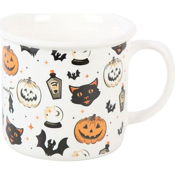 Something Different - Tazza Da Caffè "Spooky Cat And Pumpkin"" SD6065 (Taglia Unica) (Bianco/Nero/Arancione)"-image