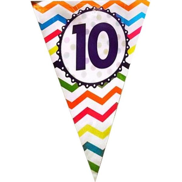 Creative Party - Bandiere, Carta, 10° Compleanno SG34633 (Taglia Unica) (Colorato)-image