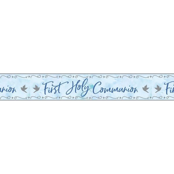 Amscan - Bandiera, Foil, Prima Comunione SG25552 (Taglia Unica) (Blu/Grigio)-image