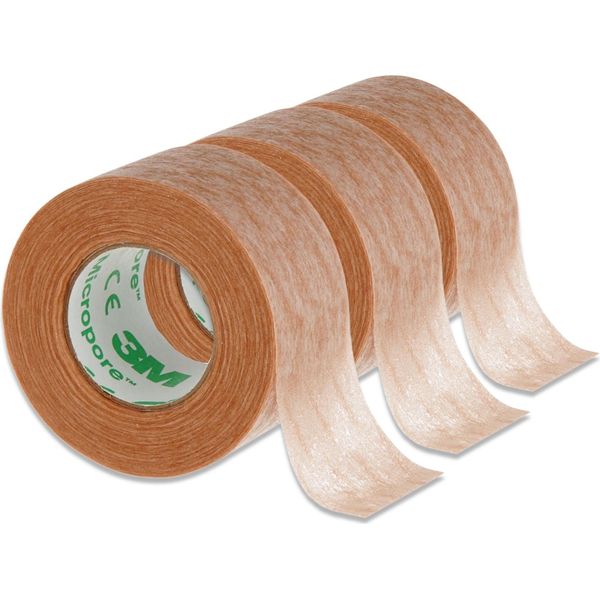 3X Rotoli - 3M Micropore Ref 1533-1 Cerotto Medico Marrone 2,5Cm X 9,1M-image