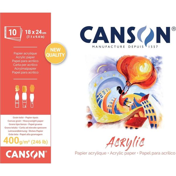 Canson C31067P000 Blocco Di Carta Da Disegno Canson "Acrylic"", 180 X 240 Mm, 400 G/Mq"-image