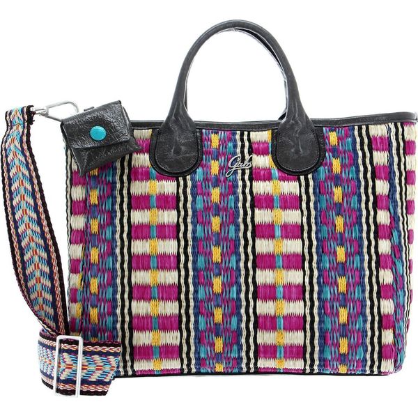 Gabs Borsa A Tracolla Borsa Shopper Nora Tg Paglia Rigata + Naplak Shoulderbag Grafite Colorato-image