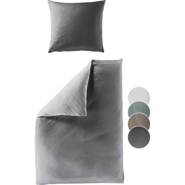 Biancheria Da Letto Liebling Renforcé Grigio Pietra, 1 X Copripiumino 135 X 200 Cm + 1 X Federa 80 X 80 In 100% Cotone Morbido E Setoso, ÖKotex Green-image