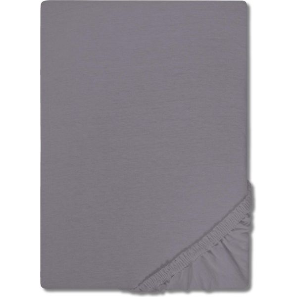 Cloudcomfort Basic Lenzuolo Matrimoniale Jersey Stretch Grigio Scuro 90 X 190 - 100 X 200 Cm-image