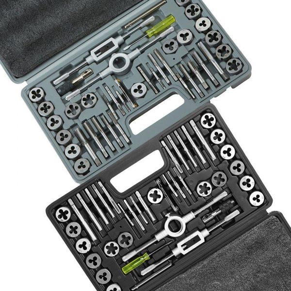Set Di Rubinetteria 80 Pezzi - Set Di Rubinetti Per Carotatura E Cuscinetti In Acciaio - Valigetta Metrica/Imperiale Con 34 Rubinetti E 34 Matrici Da Taglio.-image