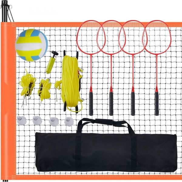 Set Di Reti Combinato Per Pallavolo E Badminton All'aperto, Portatile E Regolabile In Altezza-image