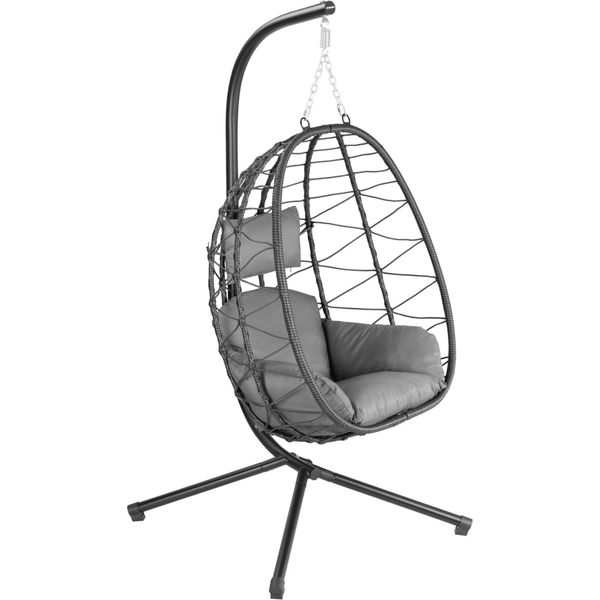 Hinhocker Sedia Sospesa Con Struttura, Antracite, Dondolo Sospeso Per Interni Ed Esterni, Sedia A Dondolo-image