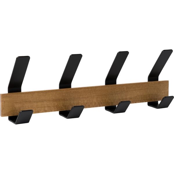 Appendiabiti Da Parete "Double"" Con Quattro Ganci Doppi In Metallo E Legno Di Faggio - Nero/Marrone"-image