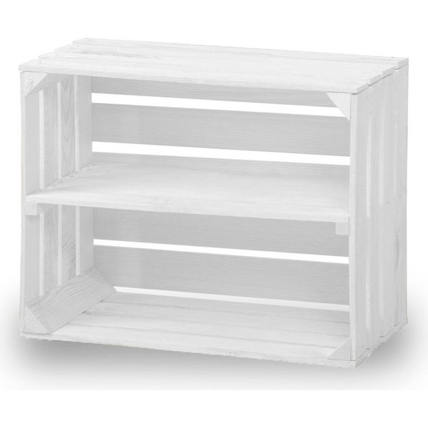Nuove Cassette Per Frutta Con Asse Centrale Cassette Di Legno Cassette Per Vino Cassette Per Mele Scaffale Cassettiera Bianco 50X40X30Cm-image