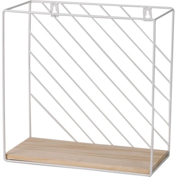 Dochtmann Mensola A Muro Quadrata 28 X 28 X 14 Cm, Metallo, Legno, Bianco-image