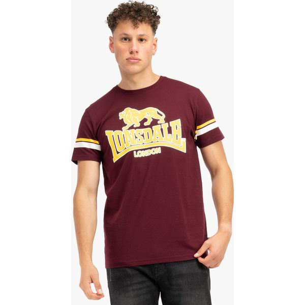 T-Shirt Uomo Regular Fit Methley Oxblood/Yellow/White Xl Lonsdale-image