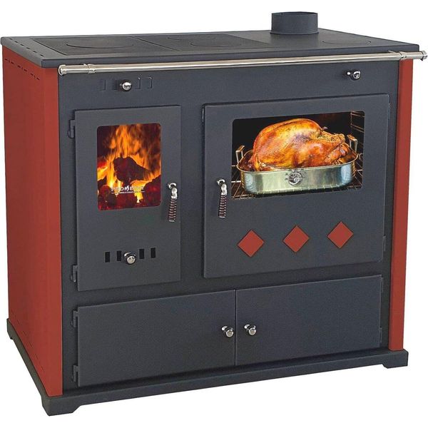 Stufa A Legna Con Vano Cottura E Piano Di Cottura Pracktik Lux Red Stufa A Legna 9,5 Kw-image