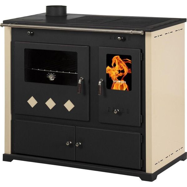 Stufa A Legna Con Vano Cottura E Piano Di Cottura Caminetto Pracktik Lux Beige Linker 9,5 Kw-image