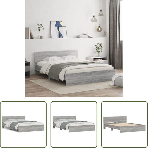 The Living Store Struttura Letto Con Testiera Grey Sonoma 150X200 Cm-image