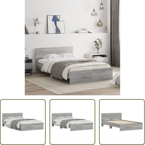 The Living Store Struttura Letto Con Testiera Grey Sonoma 120X200 Cm-image