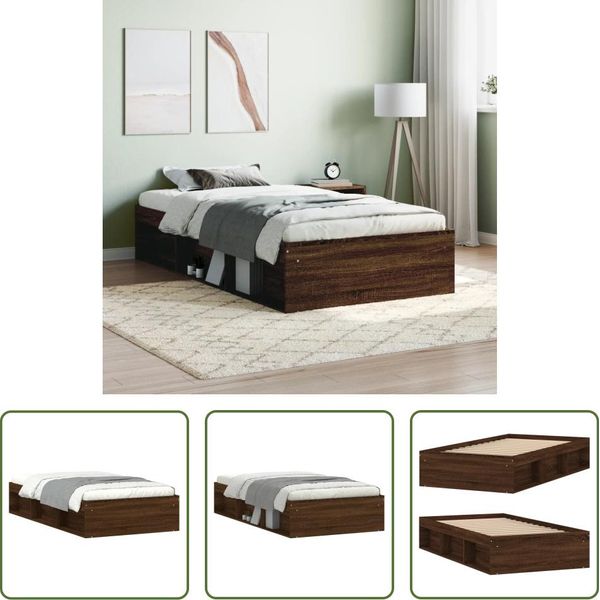 The Living Store Struttura Letto In Rovere Marrone 90X200 Cm-image