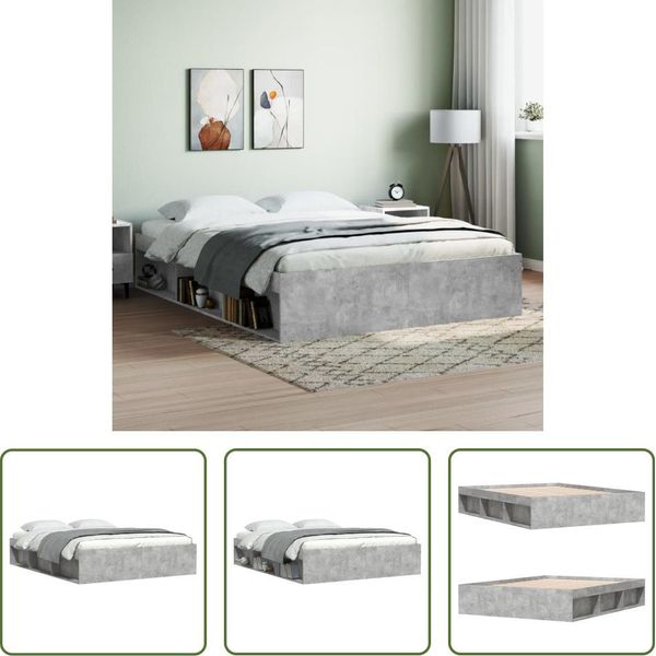 The Living Store Struttura Letto Grigio Cemento 140X190 Cm-image