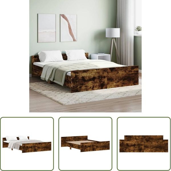 Giroletto The Living Store Con Testiera E Pediera In Rovere Fumé 150X200 Cm-image