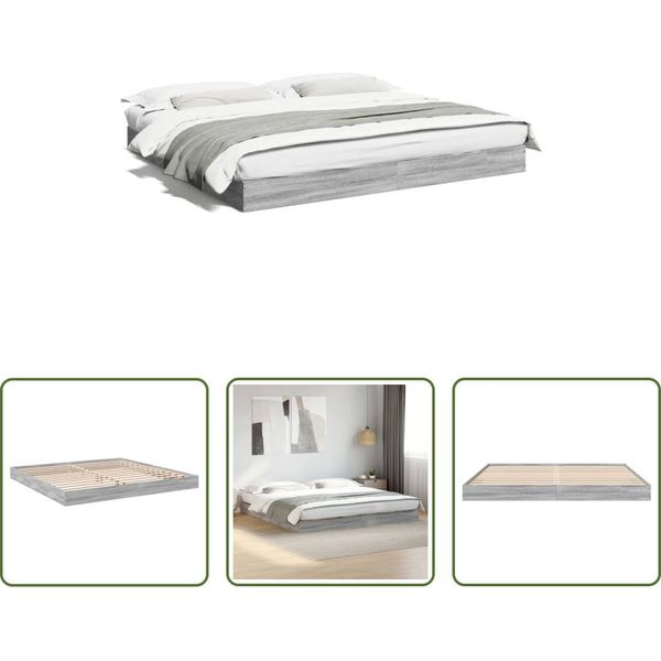 The Living Store Giroletto Grigio Sonoma 180X200 Cm In Materiale Ligneo-image