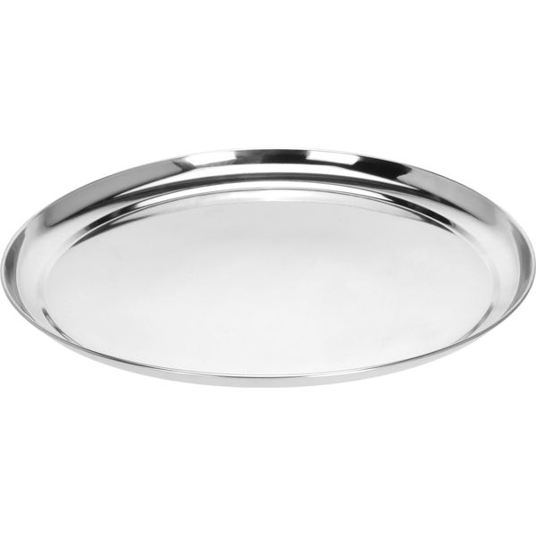 1.06 Vassoio Rotondo In Argento - Ø 34 Cm Circa - Vassoio Da Portata In Acciaio Inox Vassoio Decorativo Per Candele-image