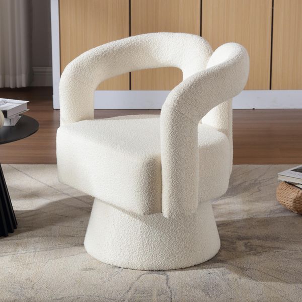 Abrihome Poltrona Imbottita Poltrona Girevole A 360 Gradi Poltrona Lounge, Poltrona Rotonda Design, Beige-image