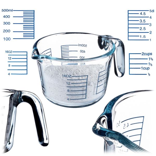 Caraffa Graduata Kadax, Caraffa Da Cucina, Tazza, 0,5 L, Caraffa Graduata, Contenitore In Vetro Con Scala Graduata-image