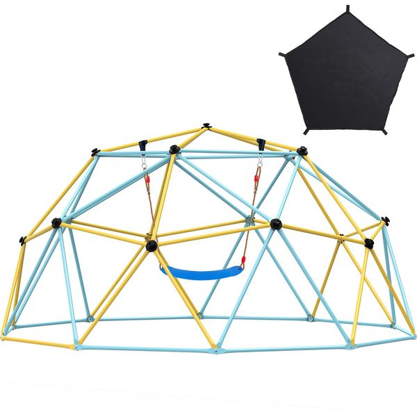 Vevor Cupola Per Arrampicata 3,04 M, Struttura Geometrica Per Arrampicata Con Amaca E Altalena, Per Bambini Da 3 A 10 Anni, Struttura Per Arrampicata Con Portata Di 340 Kg, Con Maniglia Per Arrampicata, Attrezzatura Da Gioco Per Il Giardino-image