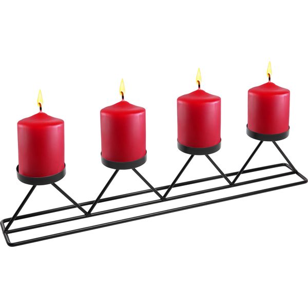Portacandele In Metallo Da 60 Cm In Nero - Per 4 Candele A Colonna Fino A Ø 8 Cm-image